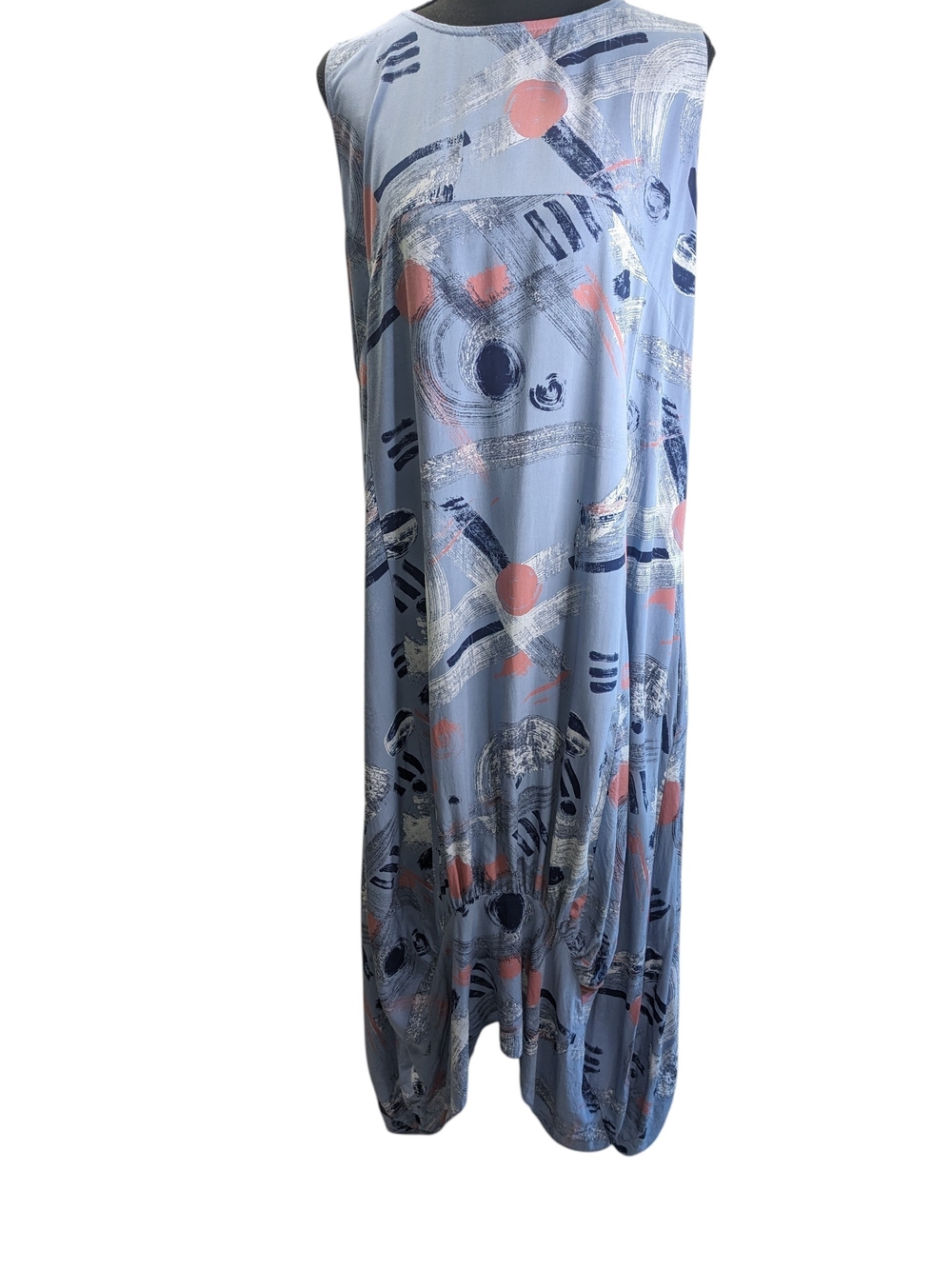 Cherish Sleeveless Light Blue Abstract Print Maxi Dress Boho Lagen Look Cozy XL
